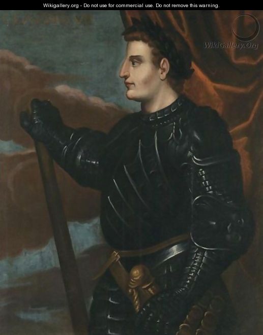 Portrait Of The Emperor Claudius, Three-Quarter Length, Standing In Profile, Wearing Black Armour - (after) Bernardino Campi