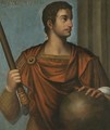 Portrait Of The Emperor Augustus, Half Length, Holding A Baton And Resting His Hand On A Globe - (after) Bernardino Campi