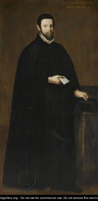 Portrait Of A Gentleman, Full Length, Wearing A Black Cloak And Holding A Black Hat And A Letter - (after) Scipione Pulzone