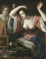 A Lady Before A Mirror, Possibly Venus At Her Toilet - (after) Artemisia Gentileschi