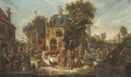 An Outdoor Scene With Villagers Joyously Revelling Outside The Wild Swan Tavern - Egbert Jaspersz. van, the Elder Heemskerck