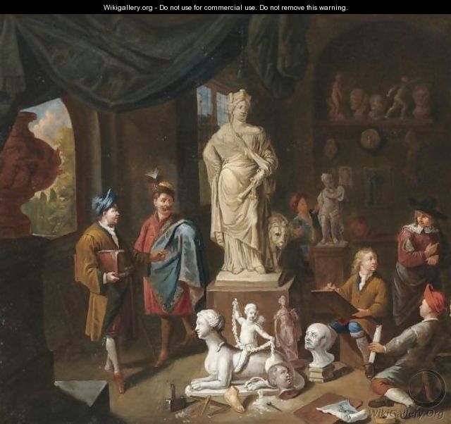 Active In The Hague In The 17th Century A Patron Surveying A Sculptor