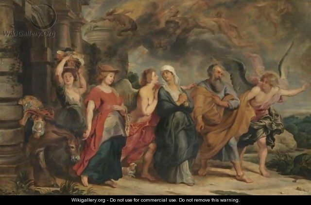 The Flight Of Lot And His Daughters From Sodom - (after) Sir Peter Paul Rubens