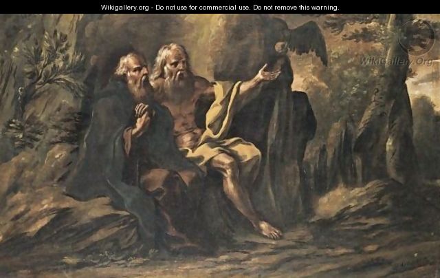 Paul The Hermit And Anthony The Great In The Wilderness - (after) Francesco Cozza