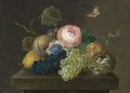A Still Life With Grapes, Pears And Flowers - (after) Johann Baptist Drechsler