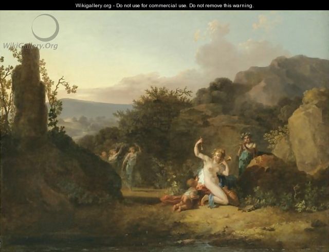 Nymphs Dancing And Playing Music In A Southern Landscape - Jacques-Antoine Vallin