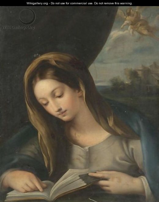 The Madonna Reading, The Angel Gabriel Approaching From The Sky - (after) Carlo Maratta Or Maratti