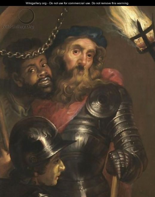 A Gentleman Wearing Armour And A Red Sash With A Moor And A Guard - (after) Johann Ulrich Mayr