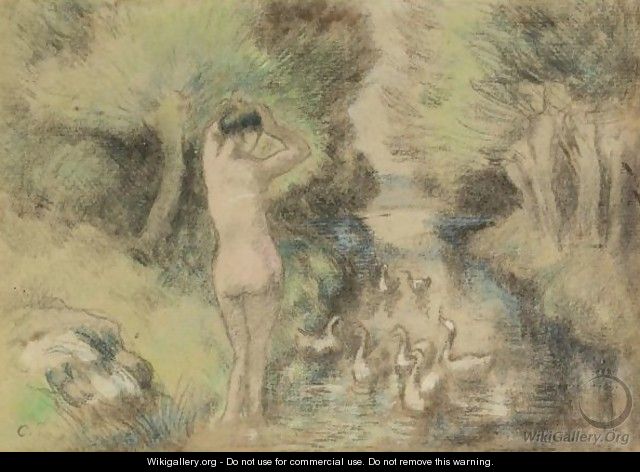 La Baigneuse Aux Oies - Camille Pissarro