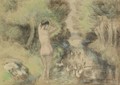 La Baigneuse Aux Oies - Camille Pissarro