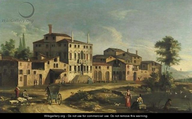 Veduta Di Un Borgo Con Palazzo Gentilizio - (after) Michele Marieschi