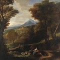 Paesaggio Con Contadini A Riposo Con Il Gregge - Carlo Antonio Tavella