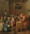 A Schoolroom Interior With Children Gathered Around A Schoolmaster - (after) Adriaen Brouwer