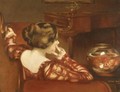 A Girl Seated By A Bowl Of Goldfish - George Henry