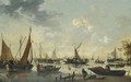 Boats And Ships On The River Maas, The Grote Kerk And Dordrecht In The Distance - Hendrick de Meyer