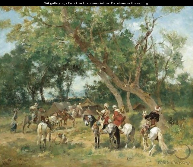 An Encampment In A Clearing - Georges Washington