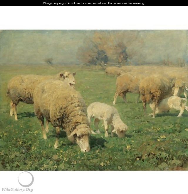 Schafherde Auf Der Weide (Sheep In A Meadow) - Heinrich Von Zugel