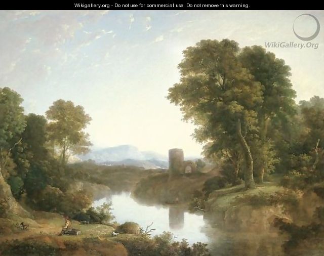 Landscape With River And Castle Ruin Beyond - William Traies