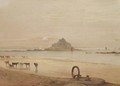 Cattle On The Beach With St. Michael's Mount Beyond - Samuel Prout