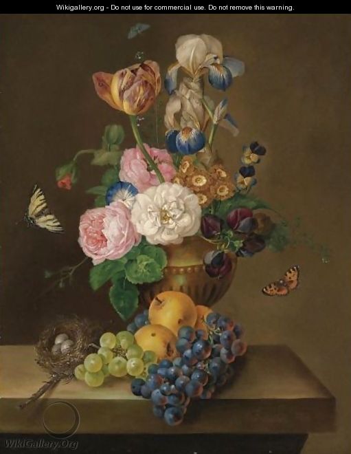 Still Life With Fruit And Flowers - Franz Xaver Petter