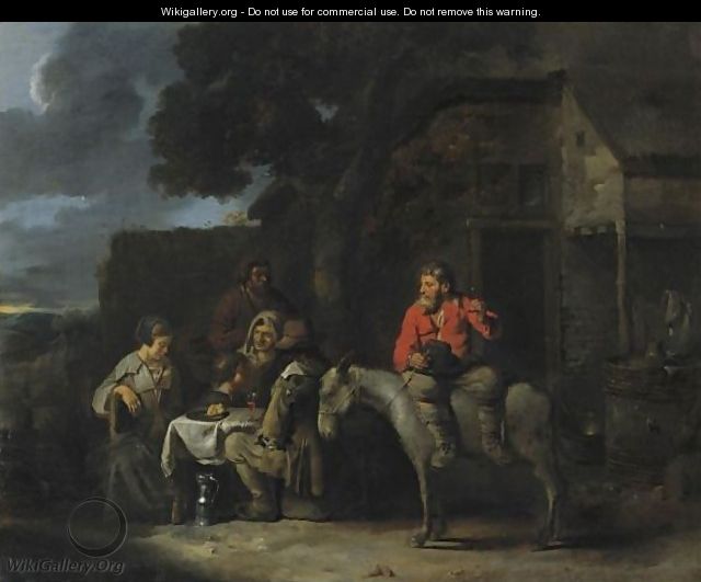Peasants Outside An Inn - Sébastien Bourdon