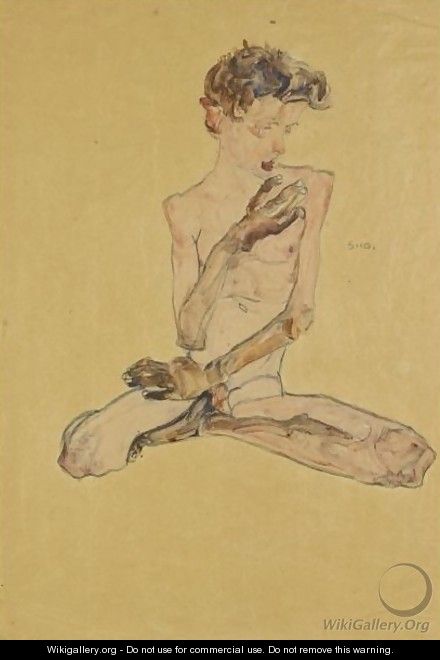 Sitzender Junge (Seated Boy) - Egon Schiele