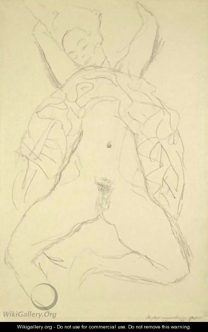 Aktstudie Fur Die Rechte Figur In Der Braut (Nude Study For The Right Figure In The Bride) - Gustav Klimt