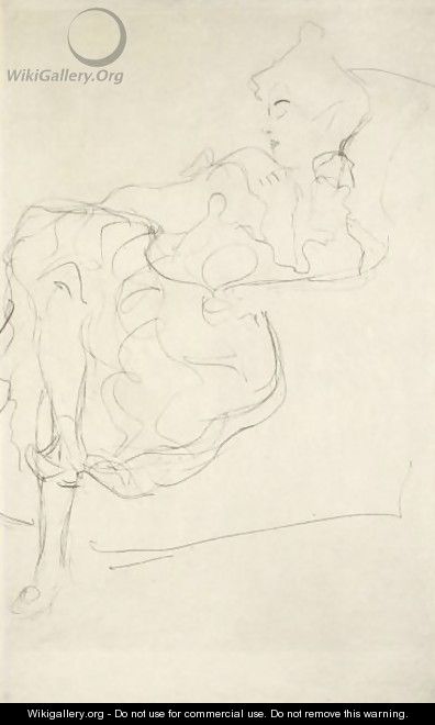 Sitzende Im Lehnsessel Nach Links - Gustav Klimt