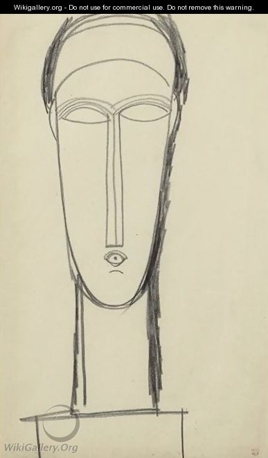 Tete De Face Posee Sur Un Socle - Amedeo Modigliani