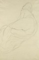 Ruckenhalbakt Nach Links (Semi-Nude, Back View Facing Left) - Gustav Klimt