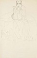 Sitzende Von Vorne, Mit Aufgestutztem Kinn (Seated Woman Frontal View, Chin Resting) - Gustav Klimt