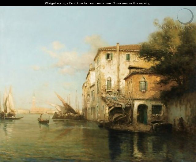 View Of A Canal In Venice - Antione Bouvard