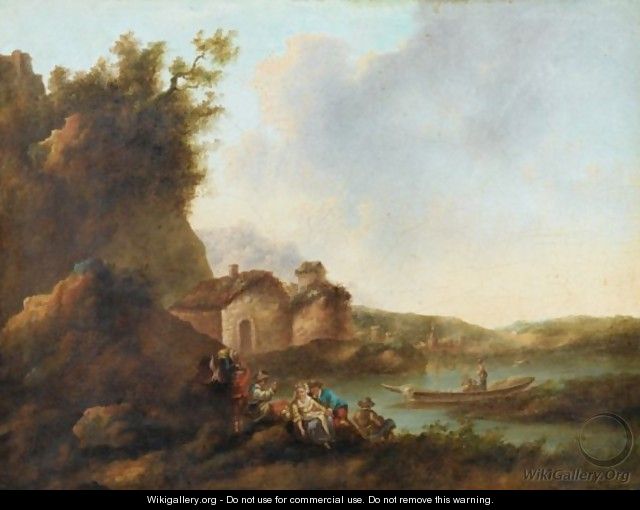 River Landscapes With Boats - (after) Jean-Baptiste Sarrazin