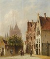 Figures In The Streets Of A Sunlit Town - Pieter Gerard Vertin