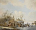Figures On The Ice Near A 'Koek En Zopie' - Jacobus Van Der Stok