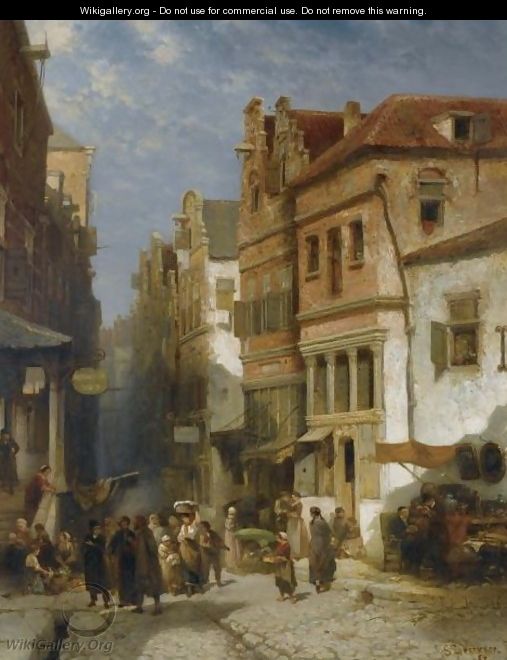 The Jewish Quarter, Possibly Amsterdam - Salomon Leonardus Verveer
