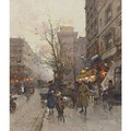 La Porte Saint Denis, Paris - Eugene Galien-Laloue