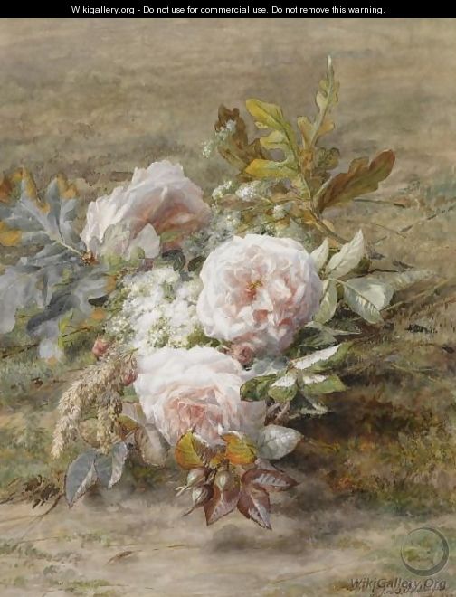 A Flower Still Life With Roses - Geraldine Jacoba Van De Sande Bakhuyzen