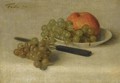 A Still Life With An Apple And Grapes - Ignace Henri Jean Fantin-Latour