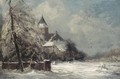 A Church In A Snow Covered Landscape - Louis Apol