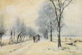 A Horse And Carriage In The Snow - Louis Apol