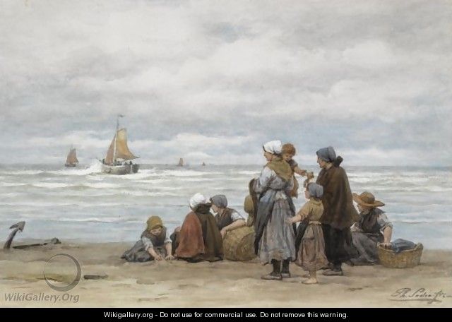 The Departure Of The Fishing Fleet - Philippe Lodowyck Jacob Sadee