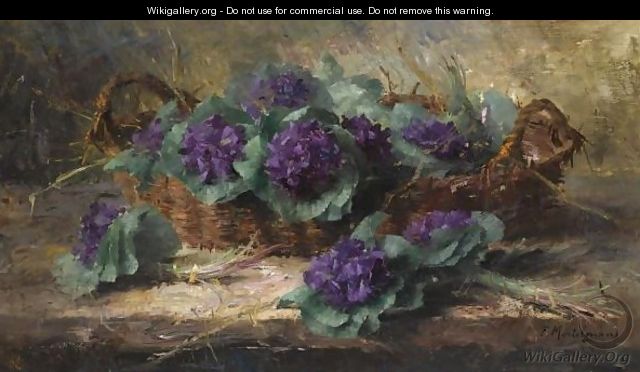 Flower Sprigs In A Basket - Frans Mortelmans Flower Sprigs In A Basket - Frans Mortelmans