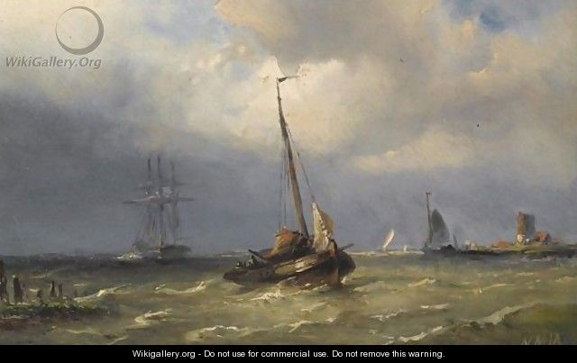 Shipping On A River - Nicolaas Martinus Wijdoogen