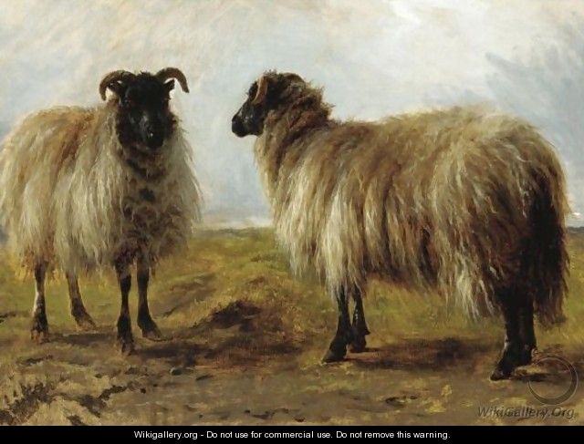 Two Rams In A Landscape - Rosa Bonheur
