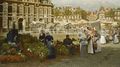 A View Of The Grote Markt In The Hague, Towards The Boterwaag And The Prinsengracht, With Scheveningen Women Buying Flowers - Johannes Christiaan Karel Klinkenberg