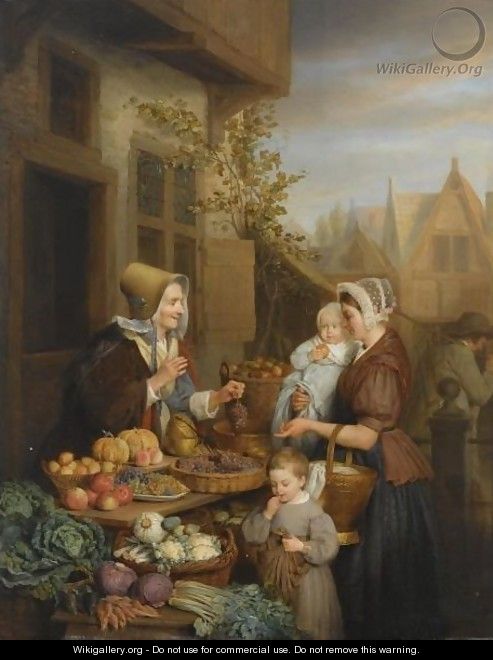 At The Vegetable Market - Frans Josef Luckx