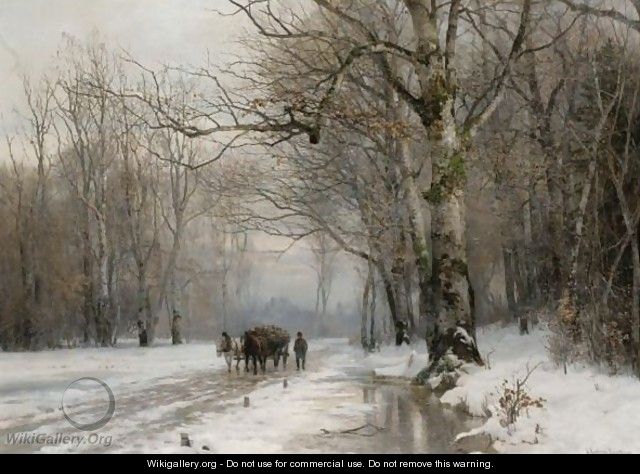Winter Landscape With A Horse-Drawn Cart - Anders Anderson-Lundby