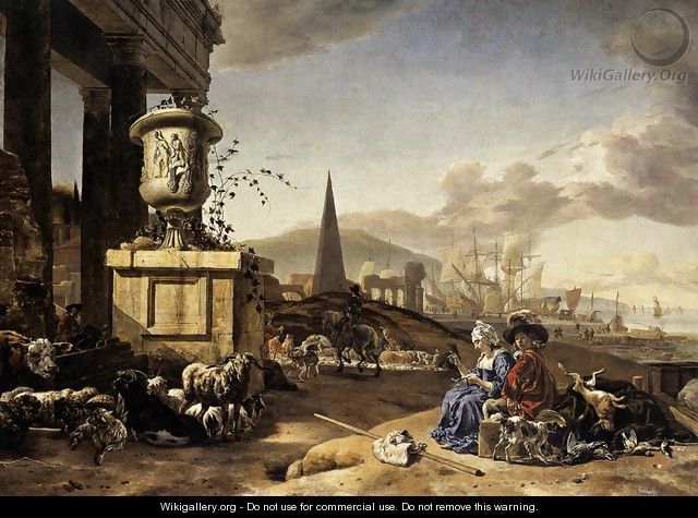 An Italian Seaport c. 1666 - Jan Weenix