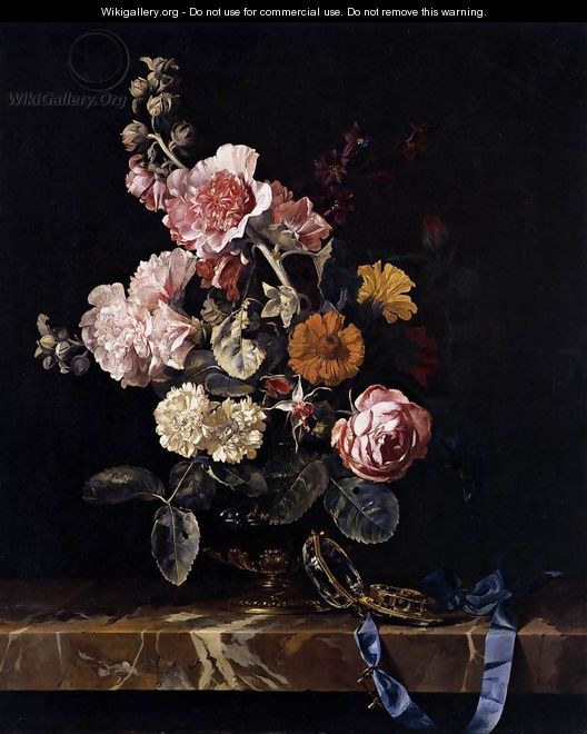 Vase Of Flowers With Pocket Watch 1656 - Willem Van Aelst